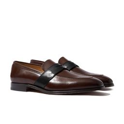 Rapawalk Coffee Brown & Black Handcrafted Standard Width Leather Slipons-image-83