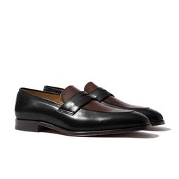 Rapawalk Black & Coffee Brown Handcrafted Standard Width Leather Slipons-image-94