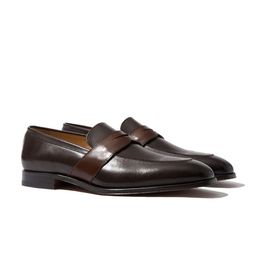Rapawalk Brown & Coffee Brown Handcrafted Standard Width Leather Slipons-image-71