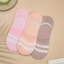Yellow Bee Girls Pack Of 3 Patterned Cotton Shoe-Liner Socks-image-97