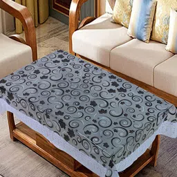 Kuber Industries White & Black Set Of 2 Spiral Printed Waterproof Table Covers image 2