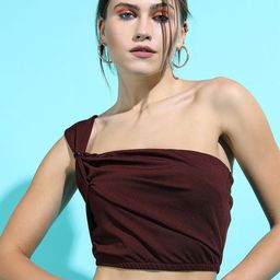 Tokyo Talkies Maroon One Shoulder Top-image-46