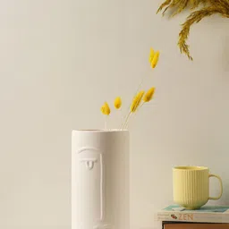 PUREZENTO Pure Home & Living White Solid Ceramic Flower Vase-28