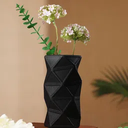 TIED RIBBONS Black Geometric Ceramic Flower Vase-image-84