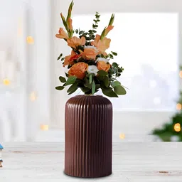 LASAKI Copper Toned Textured Ceramic Flower Vase-image-60