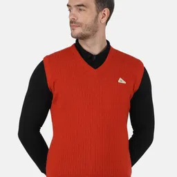 Monte Carlo Men Red Solid Lambs Wool Sweater Vest-image-28