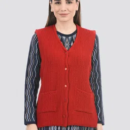 American Eye Women Cable Knit Acrylic Sweater Vest-image-9