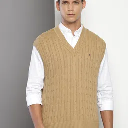 Tommy Hilfiger Self Design Cotton Sweater Vest-image-33