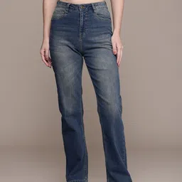 The Roadster Life Co. Women Straight Fit High-Rise Heavy Fade Stretchable Jeans-picture-38