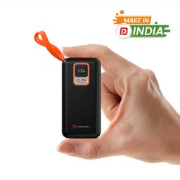 Black Portronics Ampbox 10K 10000mah Power bank with 2 input Micro USB and Type C image 1