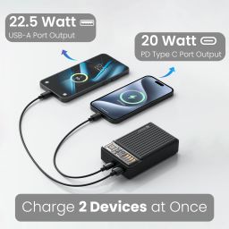 Portronics Luxcell Wireless Mini 20K 20000mah wireless Power bank with 2 output Mach USB A and Type C pd port image 2
