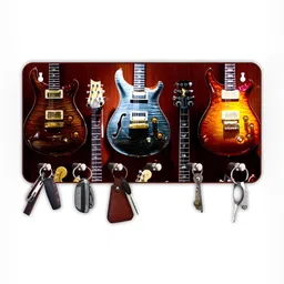 CVANU Brown & Blue Printed Wooden 6 Hooks Key Holder-picture-27