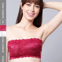 PIBU Pack Of 2 Full Coverage Non Padded Non-Wired Bandeau Bra With 360 Degree Support-14