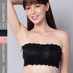 PIBU Pack Of 2 Full Coverage Non Padded Non-Wired Bandeau Bra With 360 Degree Support-3