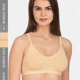 KOMLI Pack Of 2 All Day Comfort Non-Wired Non Padded Seamless Cotton Workout Bra-picture-30