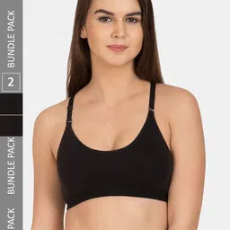 KOMLI Pack Of 2 All Day Comfort Non-Wired Non Padded Seamless Cotton Workout Bra-picture-22