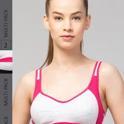 Apraa & Parma Pack Of 2 Colourblocked Full Coverage Sports Cotton Bra-picture-6