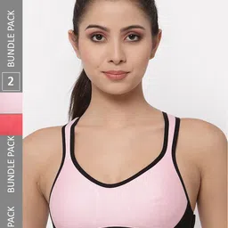 College Girl Pack Of 2 Full Coverage Non Padded Workout Bra With Side Shaper-picture-11