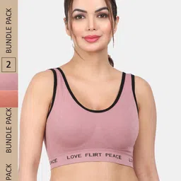 Amour Secret Pack Of 2 Lightly Padded Non-Wired Anti Odour Full Coverage Sports Bra-12