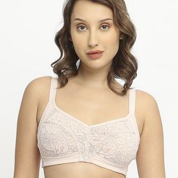 SOIE Women Full Coverage Non Padded Non-Wired Lacy Bra FB-709PEACH SKIN-PEACH SKIN-48