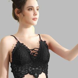 Krelin Floral Lace Cotton Bralette Bra - Half Coverage-picture-27