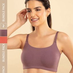 Nykd Pack of 2 Medium Coverage Cotton Easy Breezy Slip on Bra with All Day Comfort-image-45