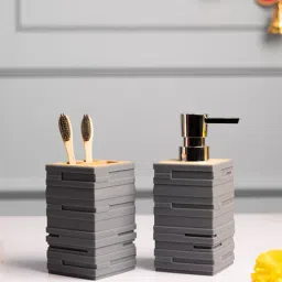 market 99 Matte Dark Grey Plastic Bathroom Set of 2 (330 ml)-picture-39