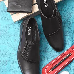 HERE&NOW Men Black Side Lace-Ups Formal Oxfords-image-8