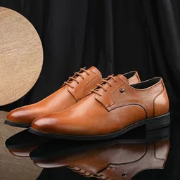 San Frissco Men Textured Genuine Leather Comfort-Fit Formal Derbys-image-31