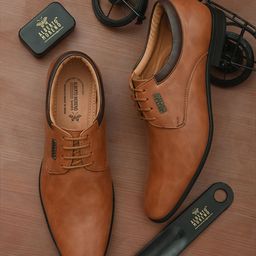 ALBERTO MORENO Men Tan-Brown Solid Formal Derbys-image-72