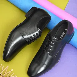 San Frissco Men Textured Square Toe Formal Derbys-image-32