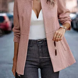 StyleCast Pink Printed Spread Collar Overcoat-image-55
