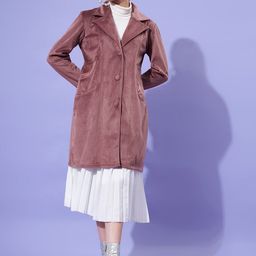 Athena Women Dust-Pink Solid Trench Coat-picture-50
