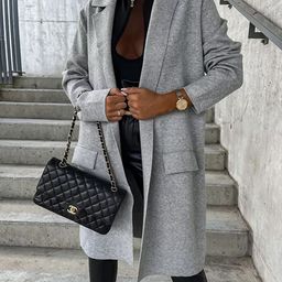 StyleCast Grey Front-Open Notched Lapel Overcoat image 3