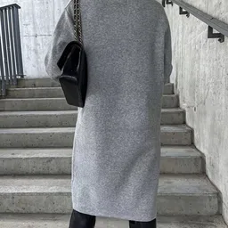 StyleCast Grey Front-Open Notched Lapel Overcoat image 2