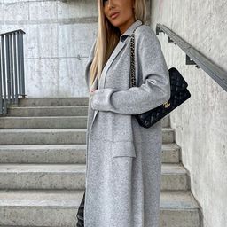 StyleCast Grey Front-Open Notched Lapel Overcoat image 4