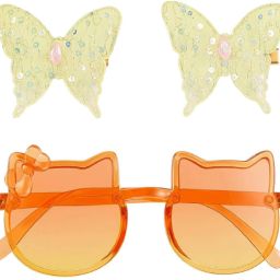 Adorable Baby Gift Set 1Pcs Cat Sunglasses & 2Pcs Hair Butterfly Bow Pairs Hair Clip-image-4