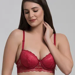 MAKCLAN Underwired Lightly Padded Medium Coverage All Day Comfort Dry-Fit Plunge Bra-picture-2