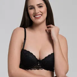 MAKCLAN Floral Lace Plunge Bra - Medium Coverage Underwired Lightly Padded-picture-11
