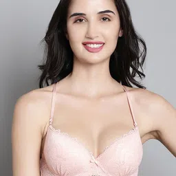MAKCLAN Self Design Medium Coverage Underwired Lightly Padded Plunge Bra - All Day Comfort-0