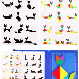Brain Teaser Puzzle Book – Magnetic Tangram Set for Kids-5