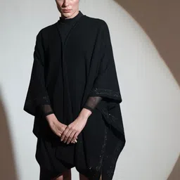 KHALEEJ Embellished Woollen Longline Poncho-image-16