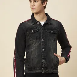 High Star Washed Spread Collar Long Sleeves Denim Jacket-56
