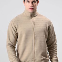 BAESD Men Mock Collar Self Design Woollen Casual Lightweight Bomber Jacket-25