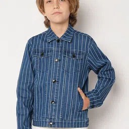 Jack & Jones Junior Boys Striped Crop Denim Jacket with Embroidered-picture-33