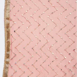 Clora Creation Red & Gold-Toned Embroidered Mirror Work Dupatta image 4
