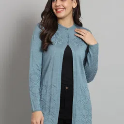 Mast & Harbour Women Embroidered Woollen Cardigan with Embroidered Detail-image-49