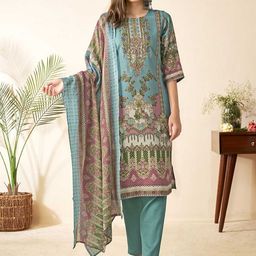 Anouk Women Floral Embroidered Regular Mirror Work Kurta with Trousers & With Dupatta-17