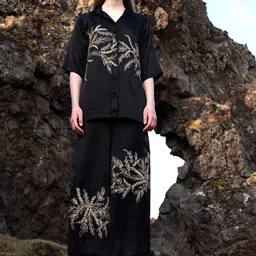 Dash and Dot Embroidered Shirt With Trousers-image-22