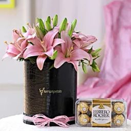 Pink Asiatic Lilies & Ferrero Rocher-image-99